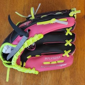 Rawlings Pink and Black Tee ball Baseball Glove Neon Gold glove EHLB5